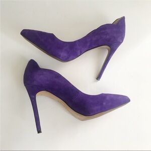 Jessica Simpson purple suede pointy toe stiletto heels.